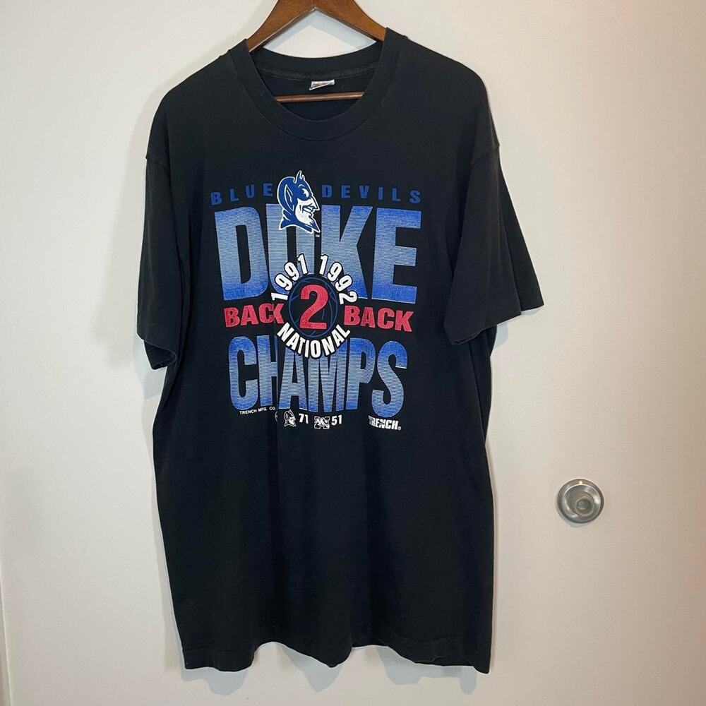 Vintage 1991 NCAA Duke National Champion Black XXL Single Stitch T-shirt